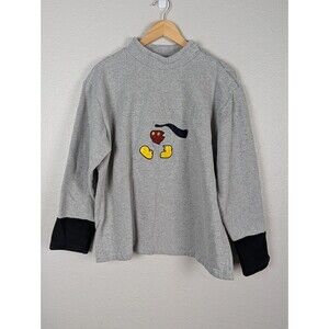Vintage Mickey Mouse Sweater Womens XL Grey Disney Store Fleece Mock Neck 167